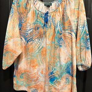 Ralph Lauren Orange and Blue Paisley Blouse